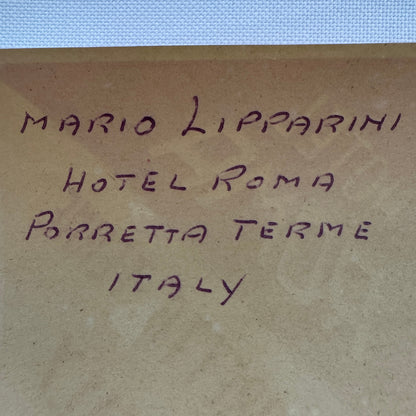 Vintage Travel Luggage Label Hotel Roma Porretta Terme Italy Italian