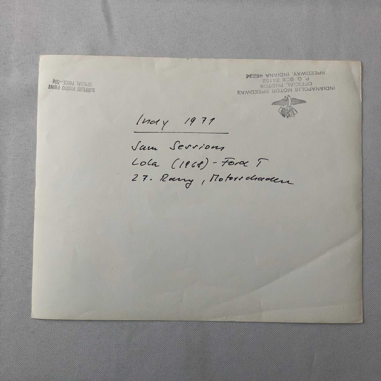 Vintage Indy Indianapolis Racing Photo Photograph 1971 Sammy Sessions