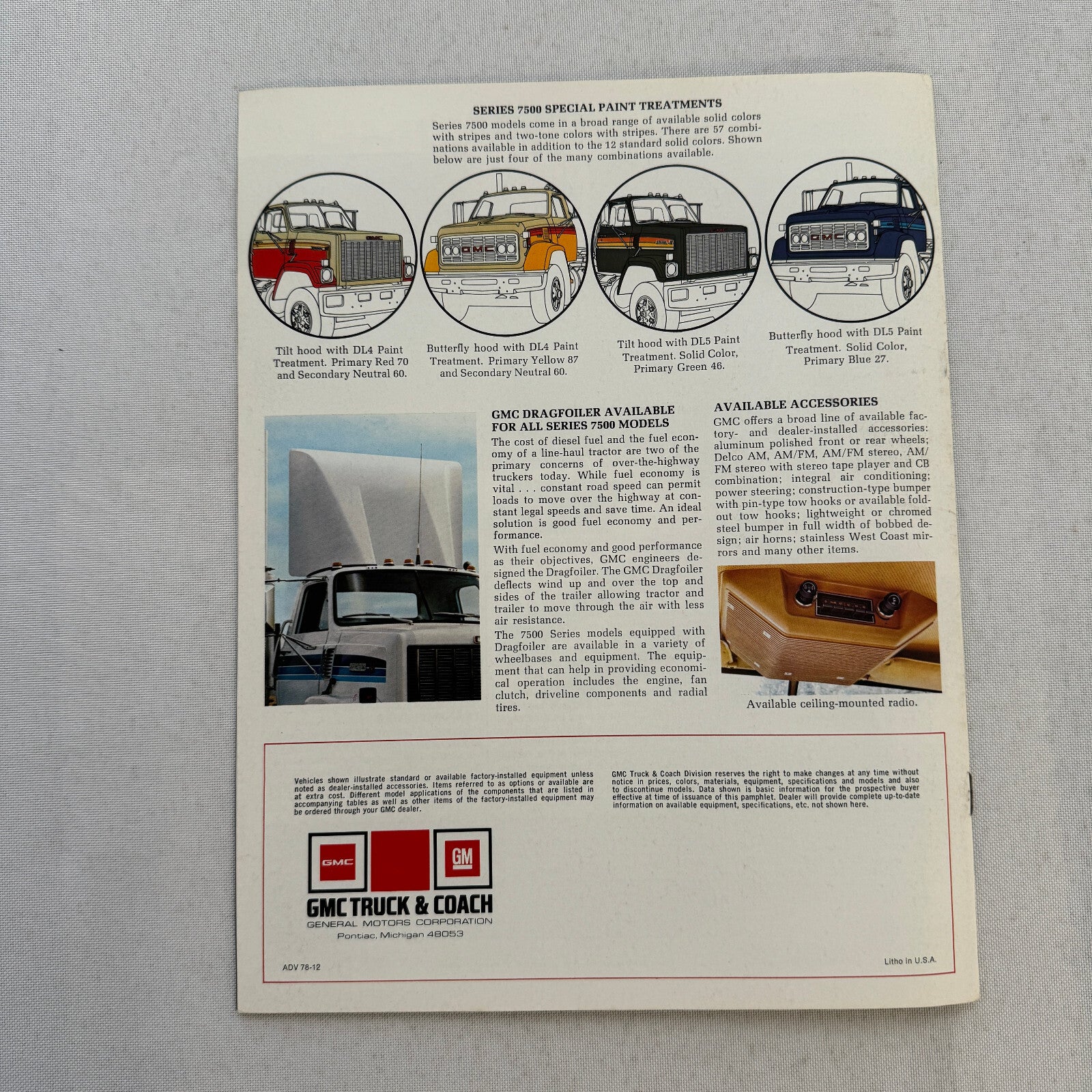 GMC 7500 Series Truck Sales Brochure Catalog Advertising