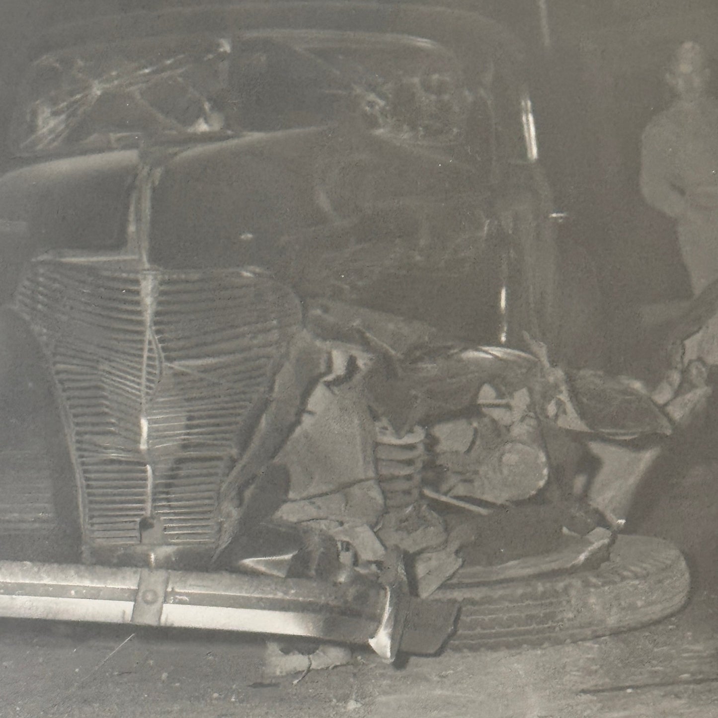 Vintage Photograph Car Crash Wreck Accident Disaster Print
