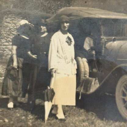 Vintage Photograph Photo Women with Antique Car Early Automobile