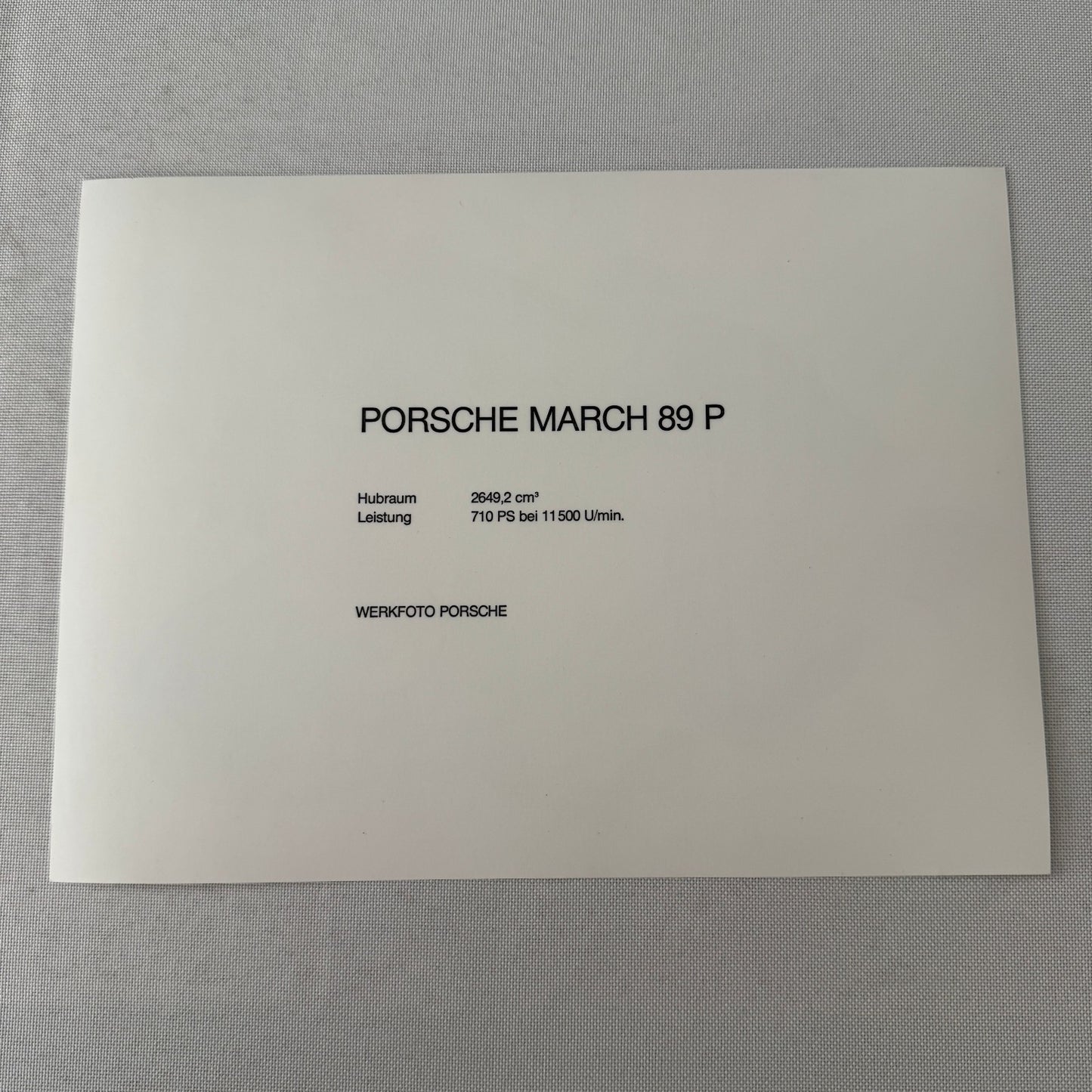 Porsche March 89 P Factory Press Photo Photograph Print Werkfoto Indy Racing