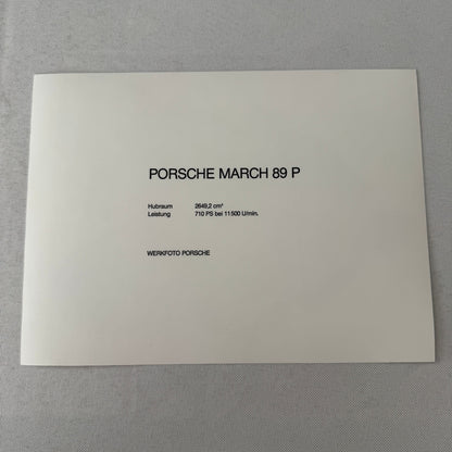 Porsche March 89 P Factory Press Photo Photograph Print Werkfoto Indy Racing