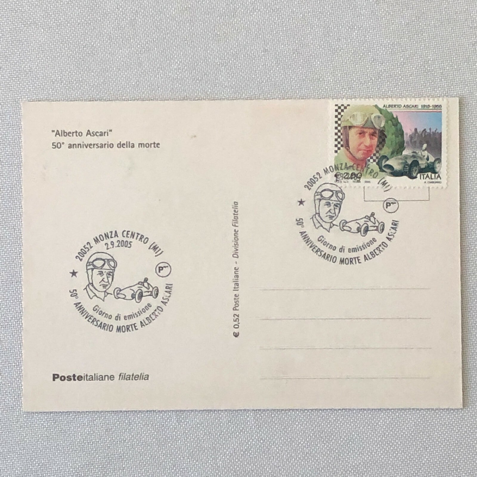 2005 Alberto Ascari Racing Postcard with Stamp Post Card 