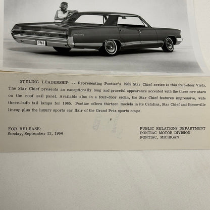Vintage 1965 Pontiac Star Chief Car Factory Press Photo Photograph Print