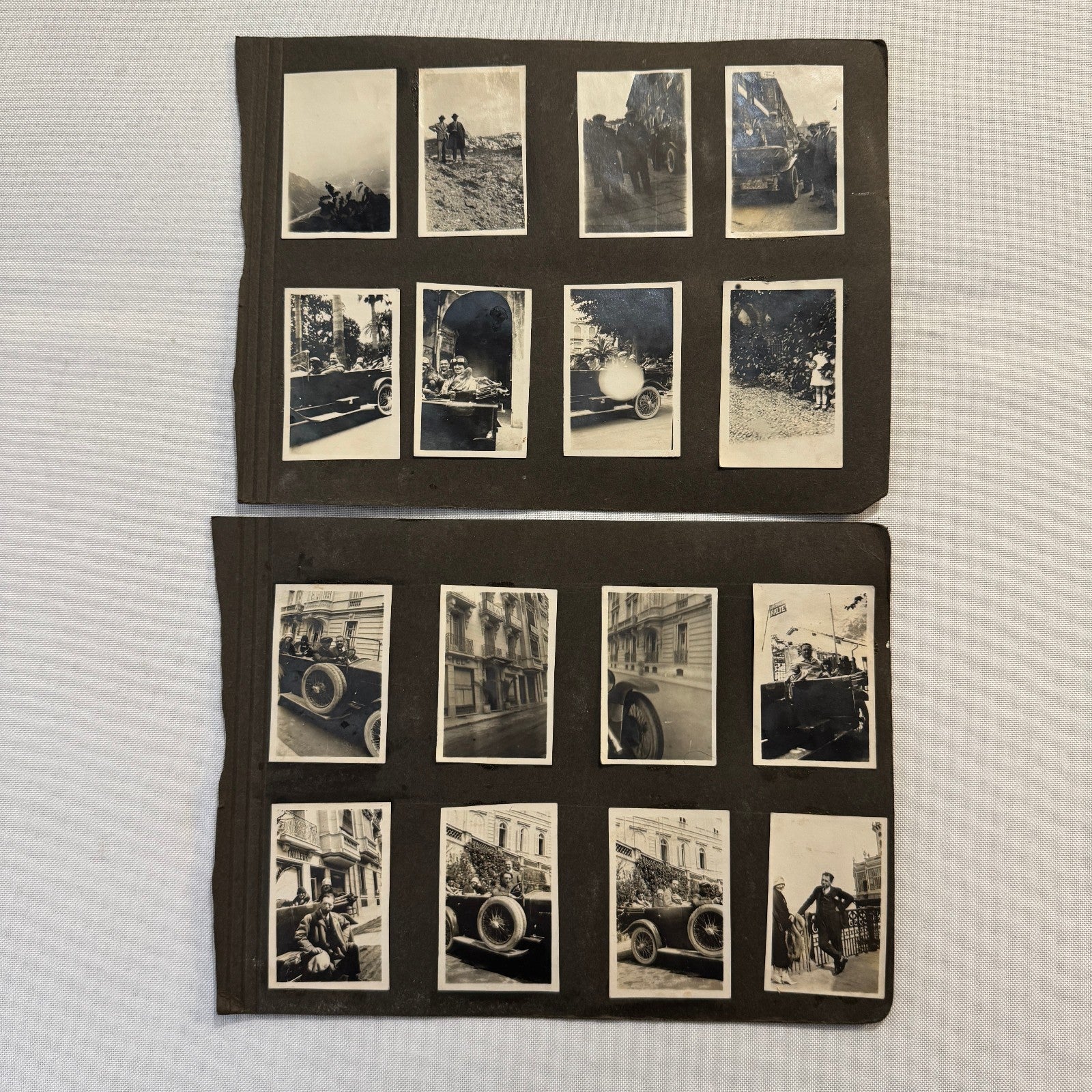 Vintage Photo Album Pages Car Automobile People Horse Cow Animals European