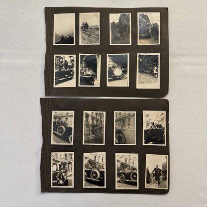 Vintage Photo Album Pages Car Automobile People Horse Cow Animals European