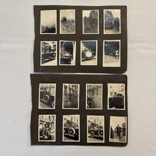 Vintage Photo Album Pages Car Automobile People Horse Cow Animals European