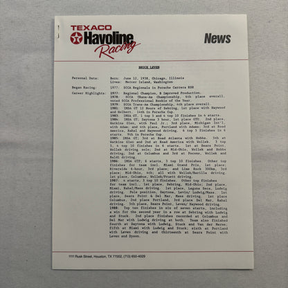 1990 Texaco Racing Team Indy CART Press Kit Brochure Photos Dominic Dobson