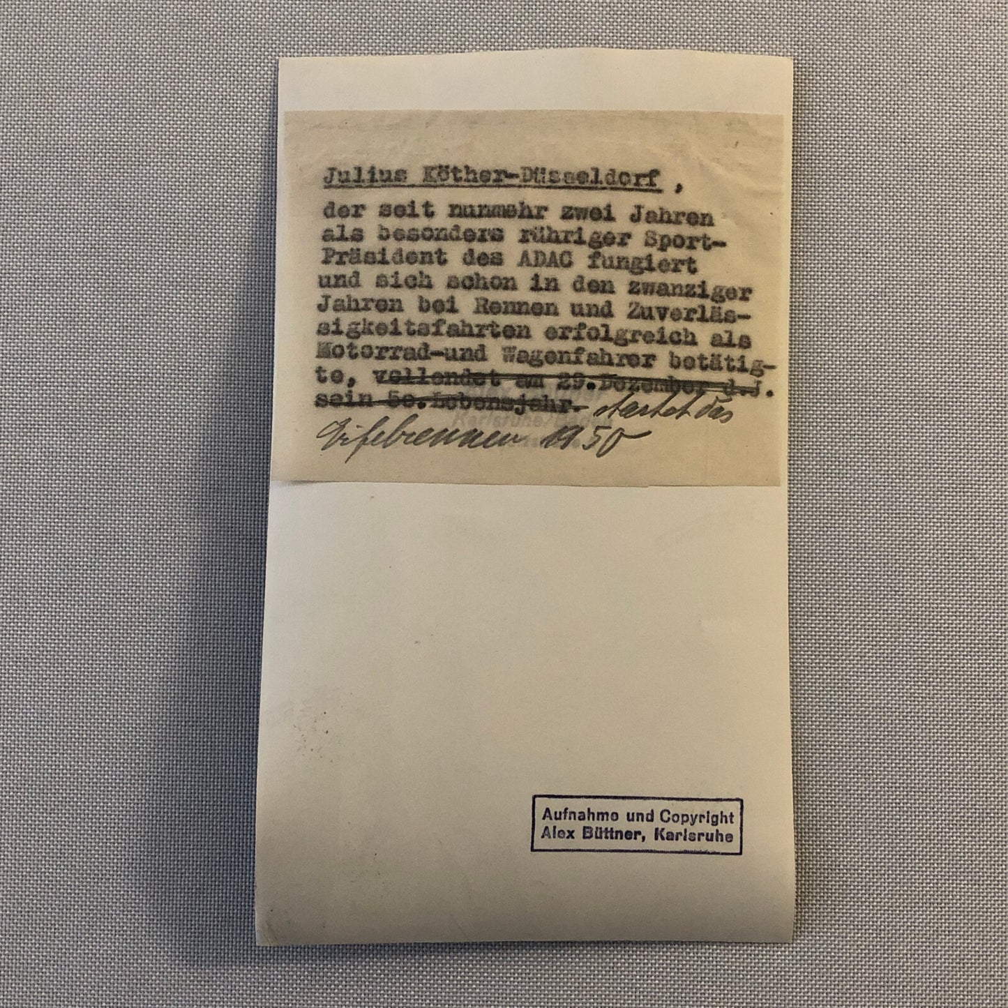 Vintage Racing Photo Photograph ADAC President on Radio ?