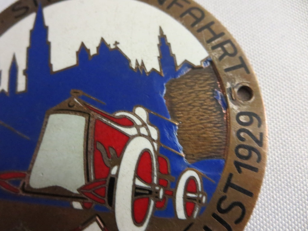 1929 ADAC Strahlenfahrt Freiburg I BR Car Rally Racing Badge Emblem 