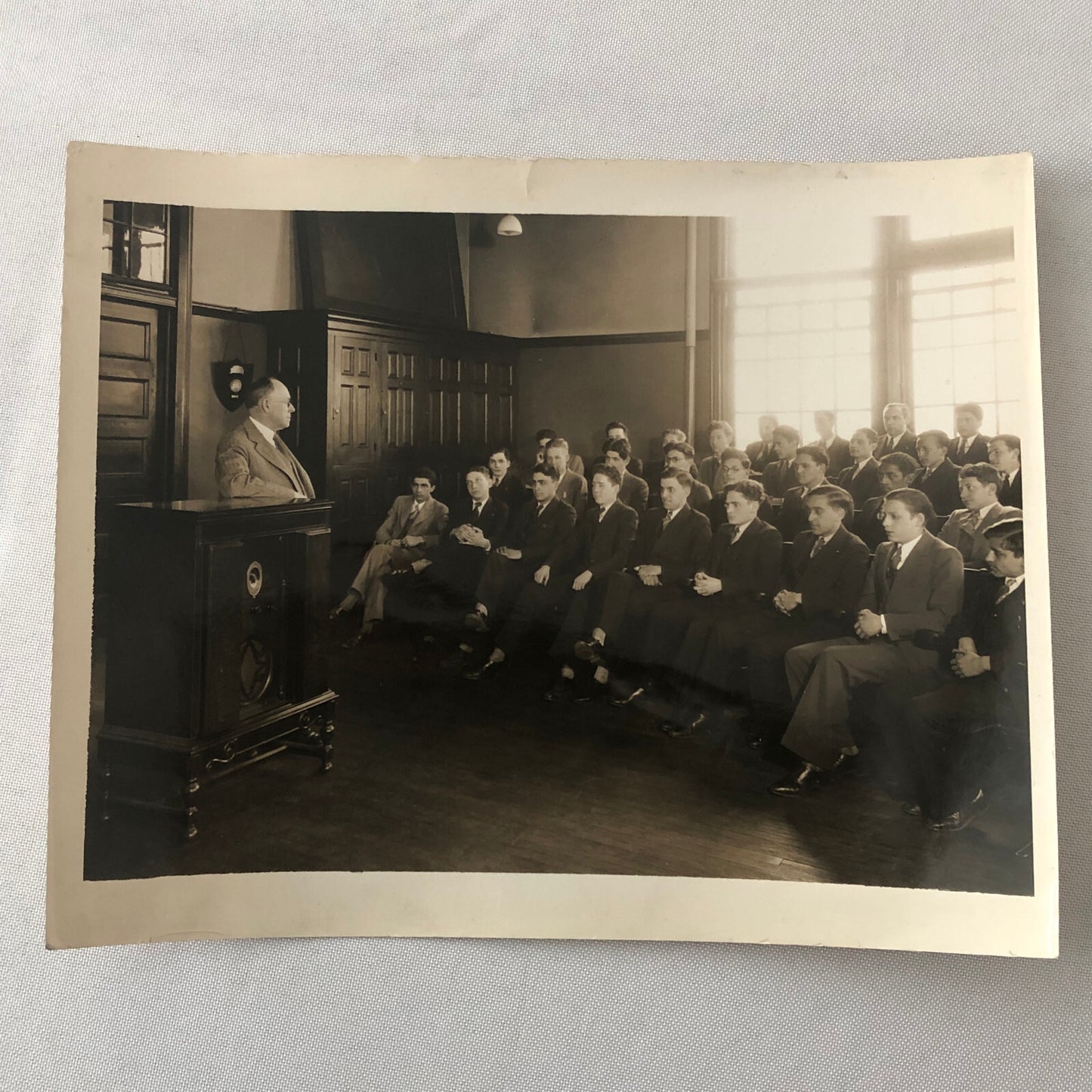 Press Photo Photograph Alexander Hamilton High School Students Radio Broadcast