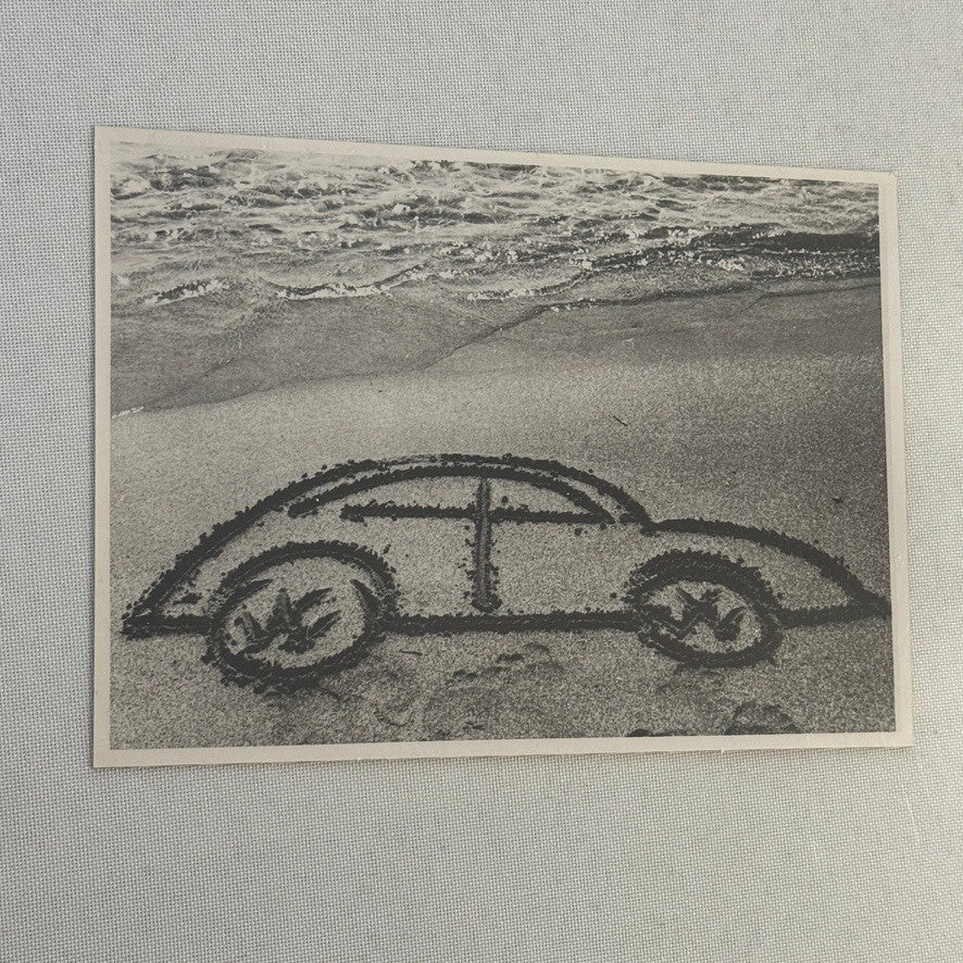 Vintage Volkswagen Beetle VW Bug Car Drawn in Sand Photo Photograph Print