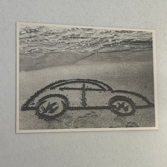 Vintage Volkswagen Beetle VW Bug Car Drawn in Sand Photo Photograph Print