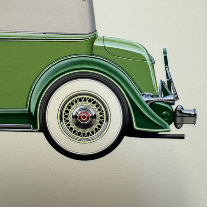 1934 Packard 12 Convertible Victoria Car Illustration Art Drawing Hand Drawn