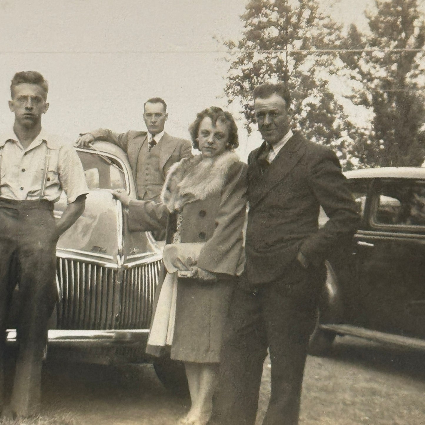 Vintage Photo Photograph Print People with Car Automobile