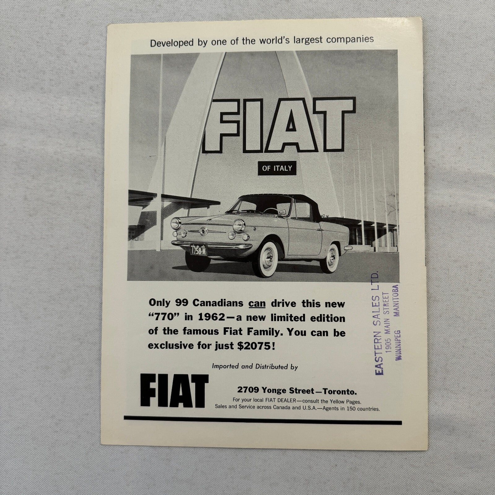Fiat 770 Sports Car Track and Traffic Road Test Brochure Catalog Advertising