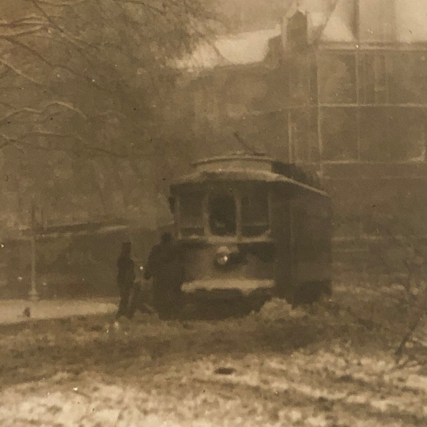 Press Photo Photograph Cars Trolley Streetcar in Winter Storm Washington DC
