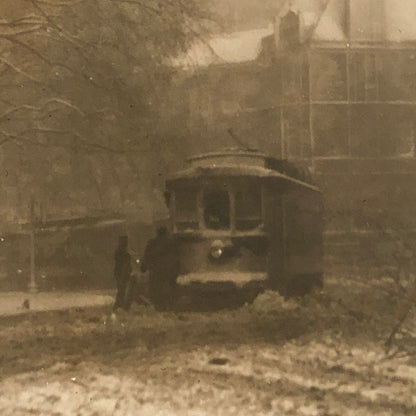 Press Photo Photograph Cars Trolley Streetcar in Winter Storm Washington DC