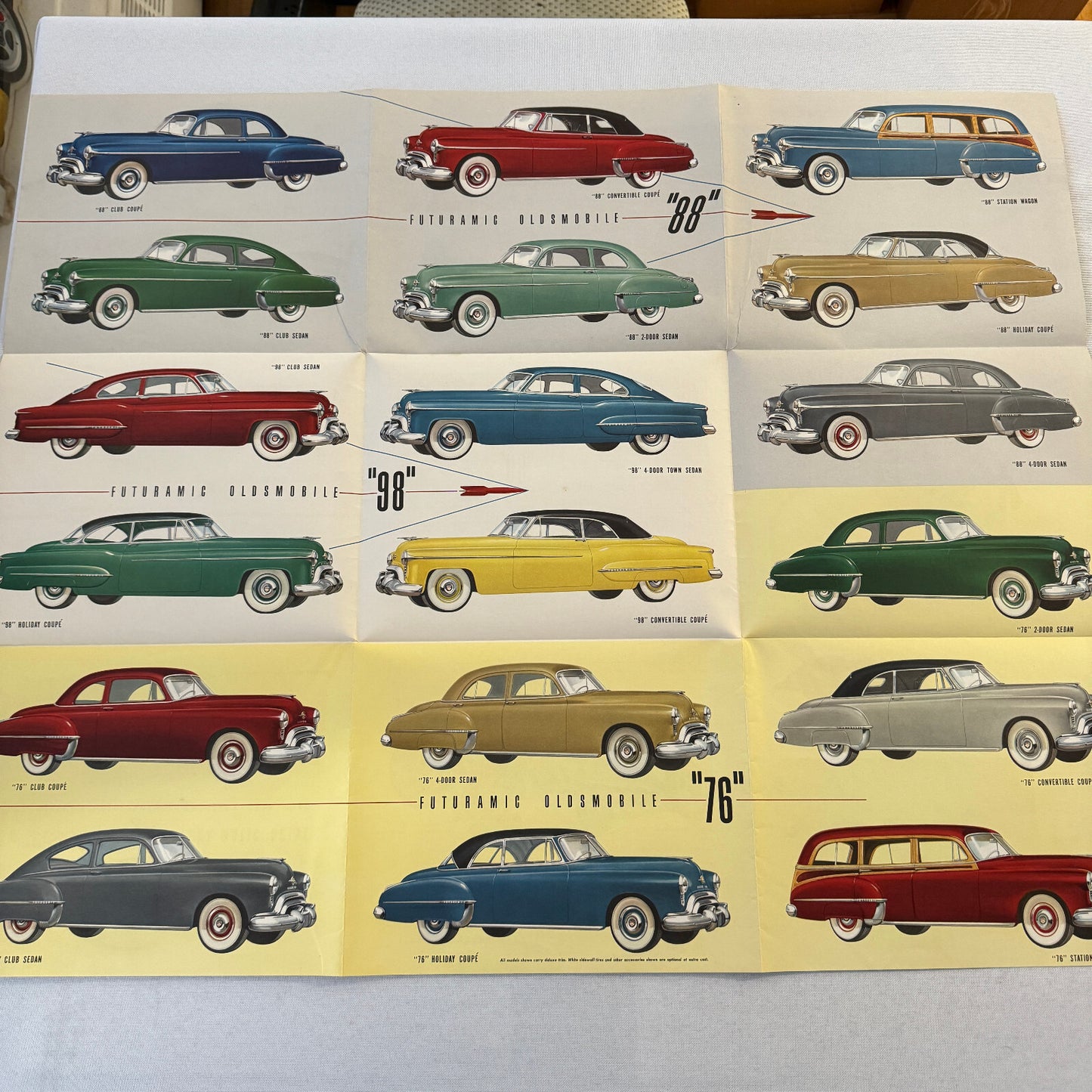 Oldsmobile Sales Brochure Catalog 76 88 98 Coupe Sedan Convertible 1950 1951