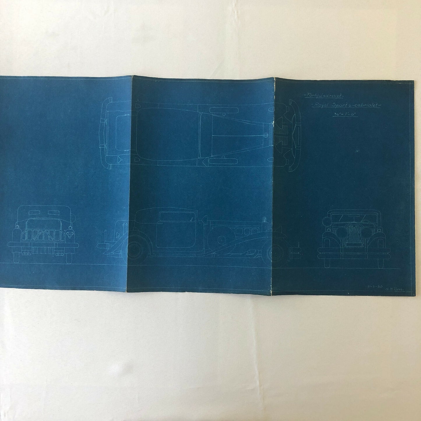 1930 Coachbuilder Car Design Blueprint Rendering Blue Print Sport Cabriolet Body