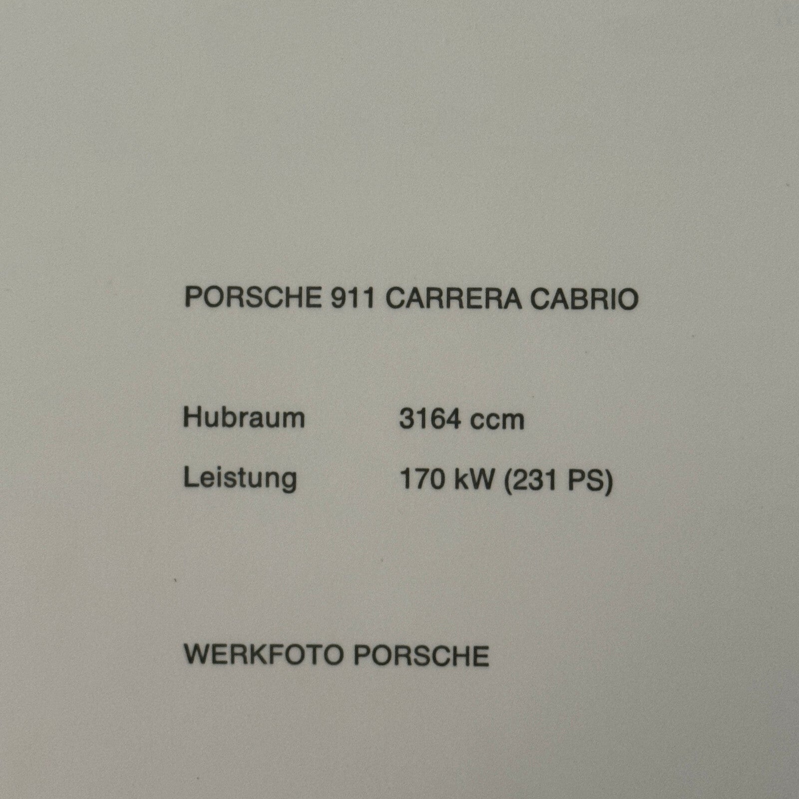 Porsche 911 Carrera Cabriolet Convertible Car Factory Press Photo Photograph