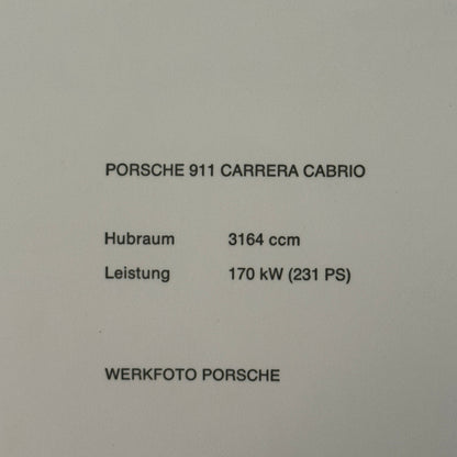 Porsche 911 Carrera Cabriolet Convertible Car Factory Press Photo Photograph