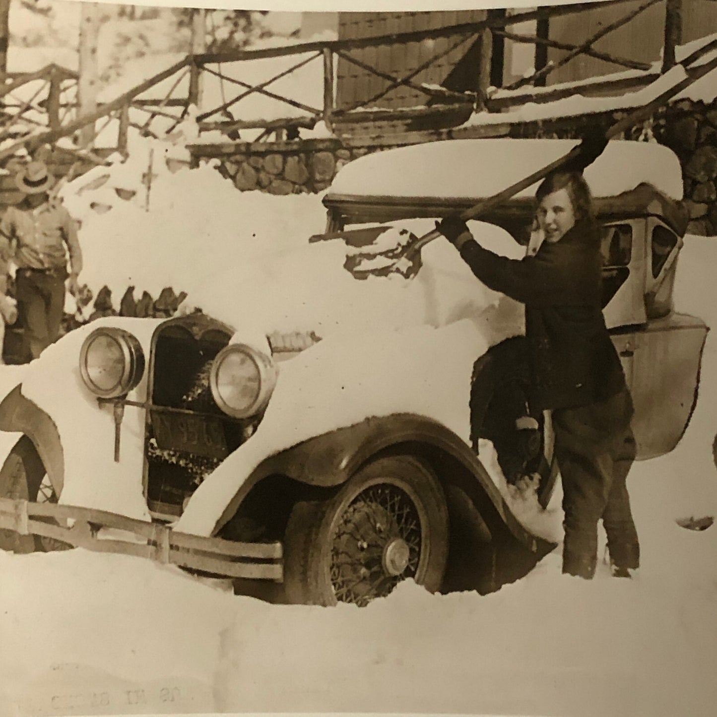 Press Photo Photograph Automobile Car in California Snow Storm Underwood Photo