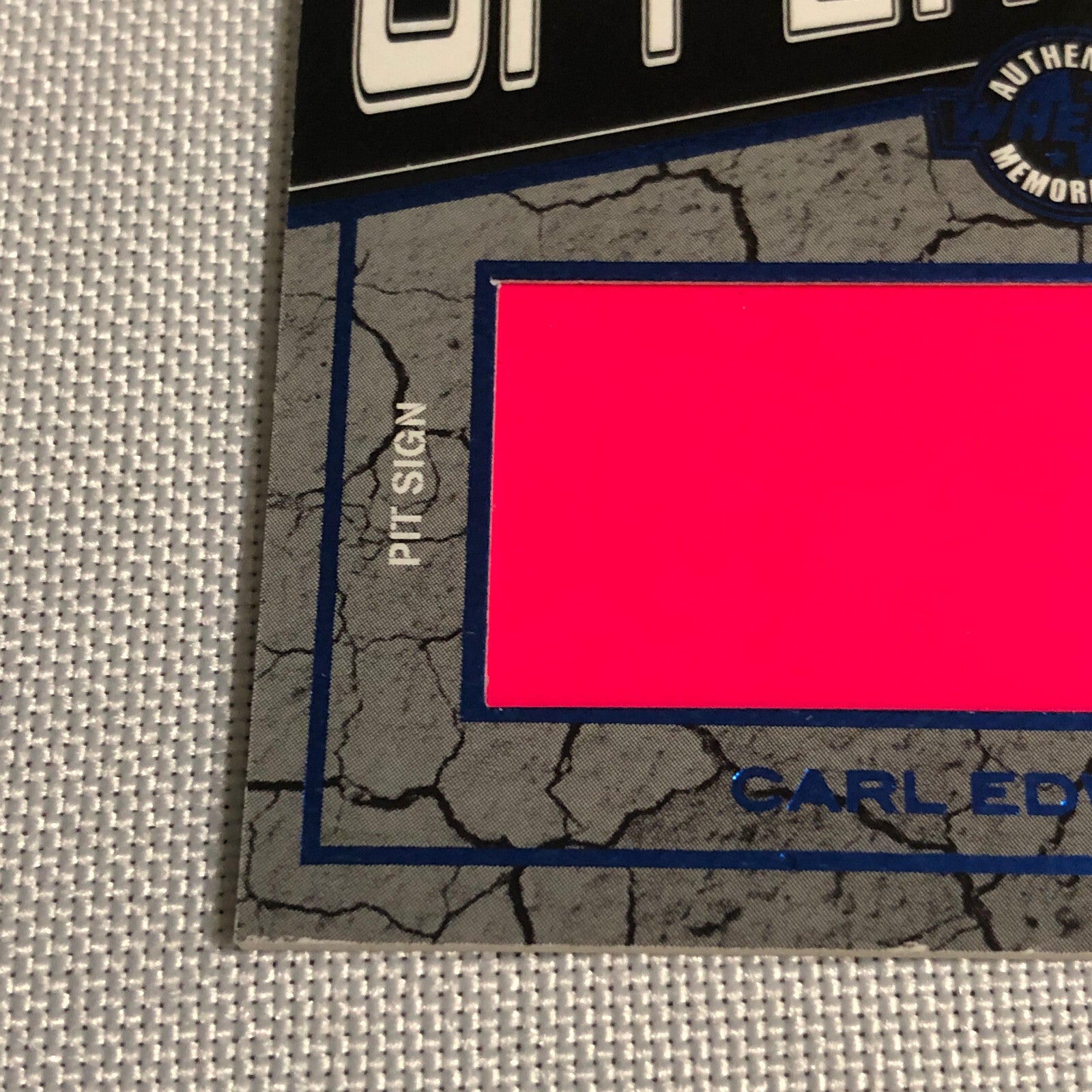 2010 Wheels Uppercuts Carl Edwards Pit Sign Relic Card /75 NASCAR