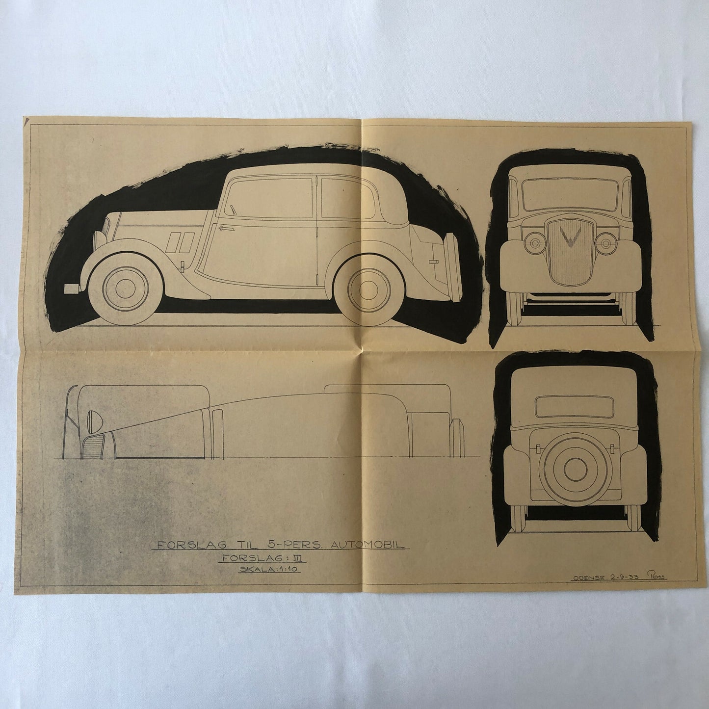 1933 Coachbuilder Car Design Blueprint Rendering Blue Print Coupe Body Style 