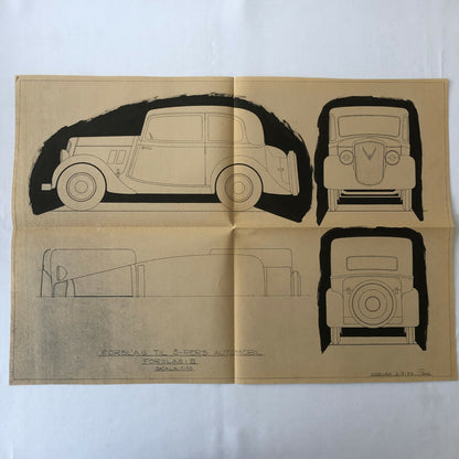 1933 Coachbuilder Car Design Blueprint Rendering Blue Print Coupe Body Style 