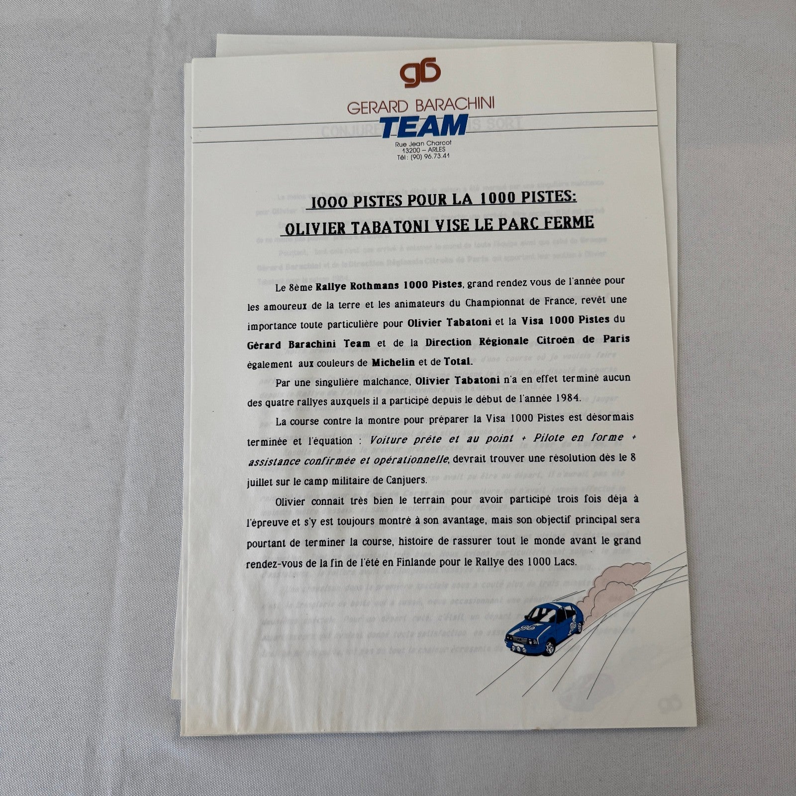 Gerard Barachini Racing Team Rally Rallye Press Kit Photos FRENCH