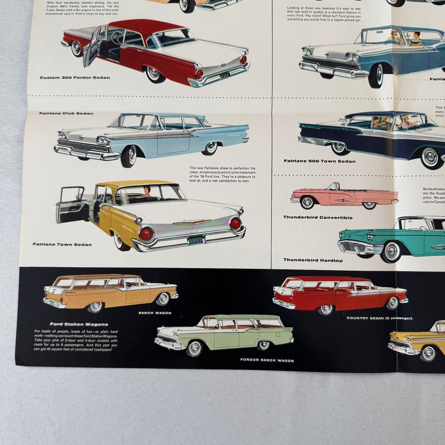 1959 Ford Car Sales Brochure Catalog Canadian Skyliner Sunliner Thunderbird +
