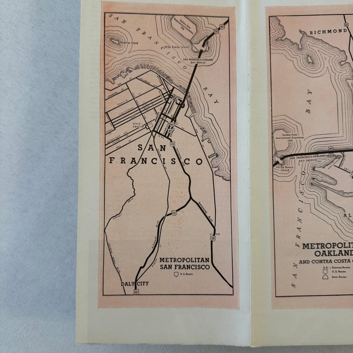 Vintage San Francisco Oakland Bay Bridge Map Brochure