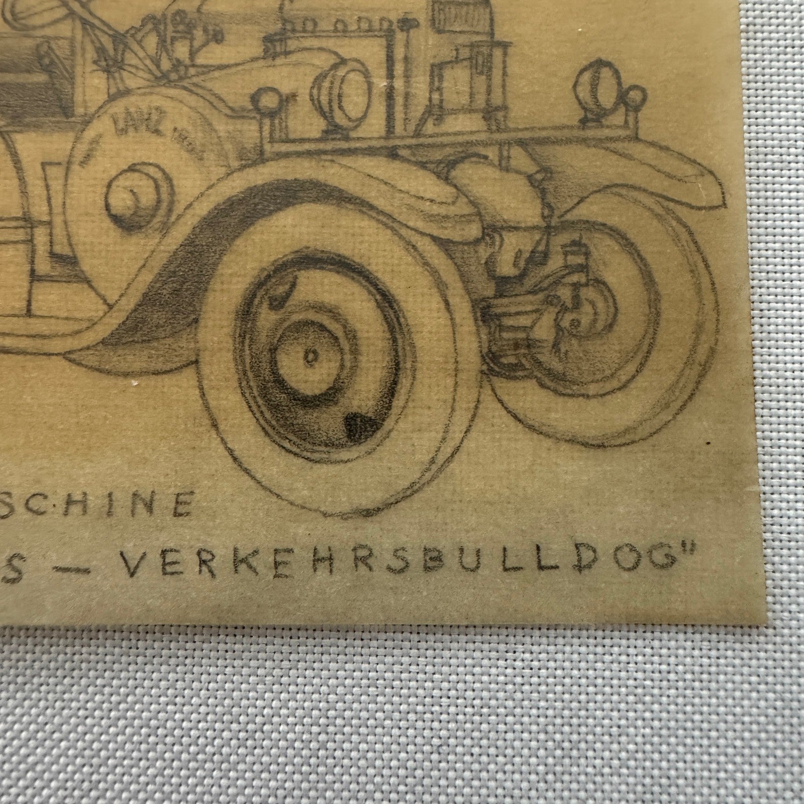 Lanz Bulldog Tractor Vintage Illustration Hand Drawn Drawing Sketch Art Germany