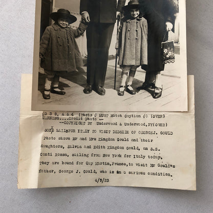 Press Photo Photograph George J Gould Son Family SS Conti Rossa Ship Boat 1923