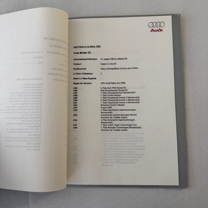 1999 Audi 24 Hours of LeMans Racing Team Press Kit Photos Brochure GERMAN