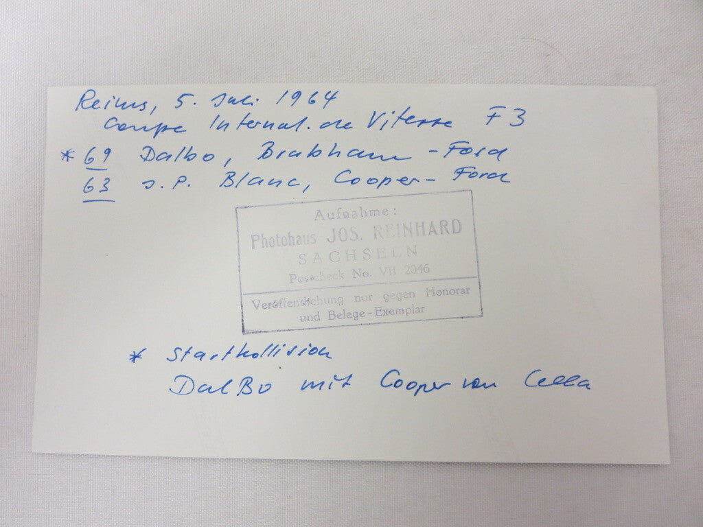 1964 Reims Formula 3 F3 Racing Photo - Brabham Ford & Cooper Ford - Jos Reinhard