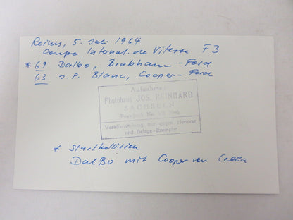 1964 Reims Formula 3 F3 Racing Photo - Brabham Ford & Cooper Ford - Jos Reinhard