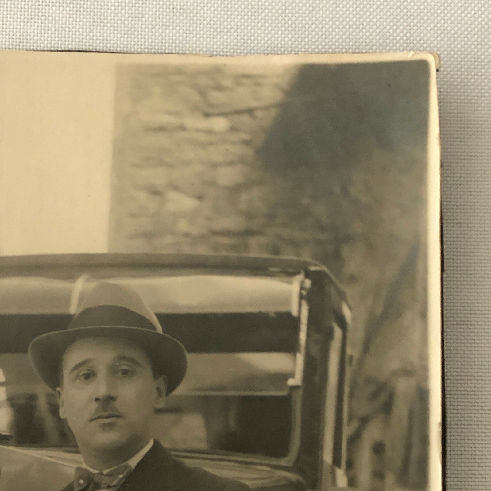 Antique Photo Photograph Print Couple with Fiat Automobile Car Vehicle Italian ?