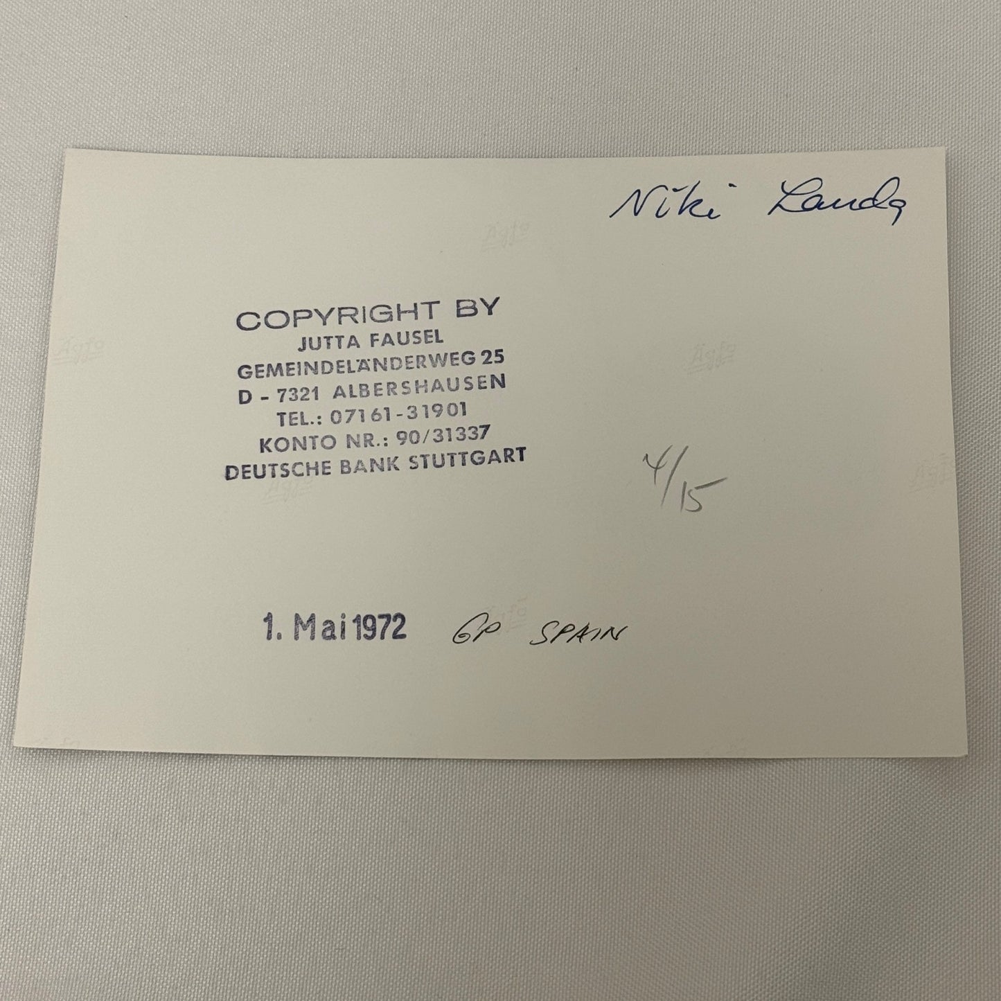 Vintage Racing Photo Niki Lauda 1972 Spanish Grand Prix Spain Motorsport