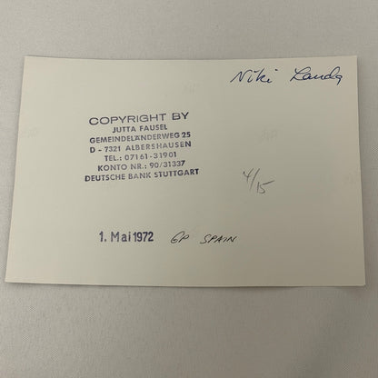 Vintage Racing Photo Niki Lauda 1972 Spanish Grand Prix Spain Motorsport