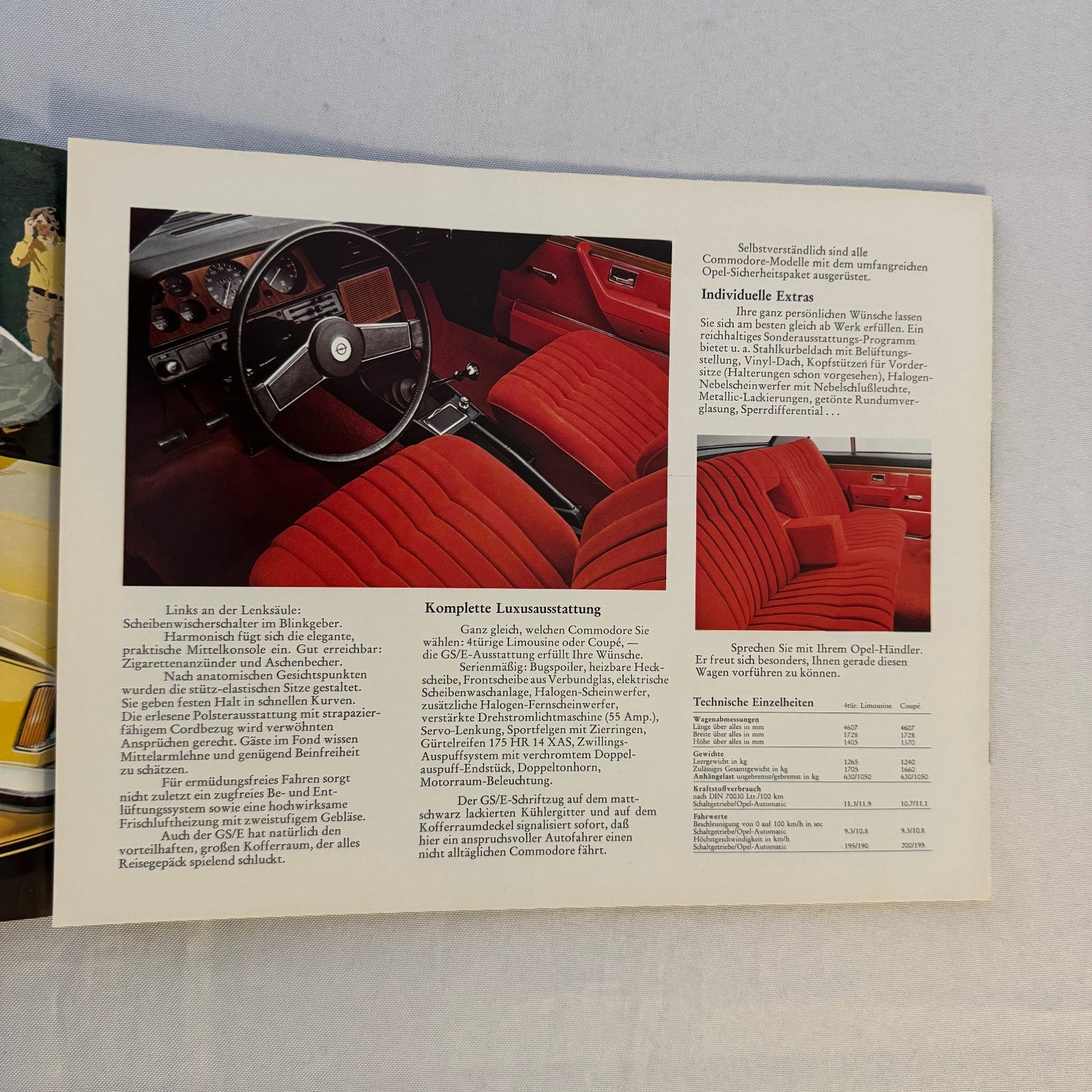 Opel Commodore GS/E Car Sales Brochure Catalog Opel Commodore GSE GERMAN