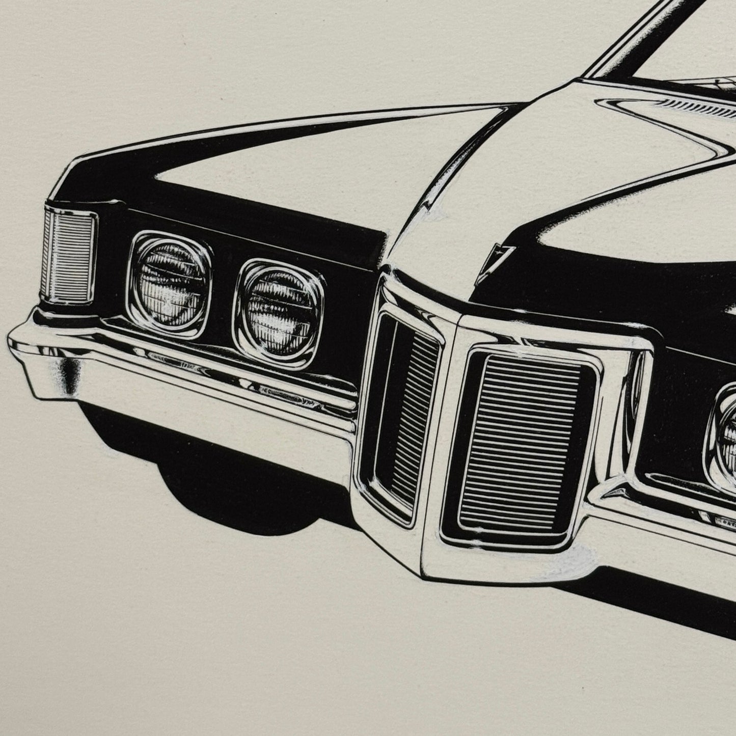 Vintage Pontiac Grand Prix Car Illustration Art Drawing Hand Drawn Robert Preis