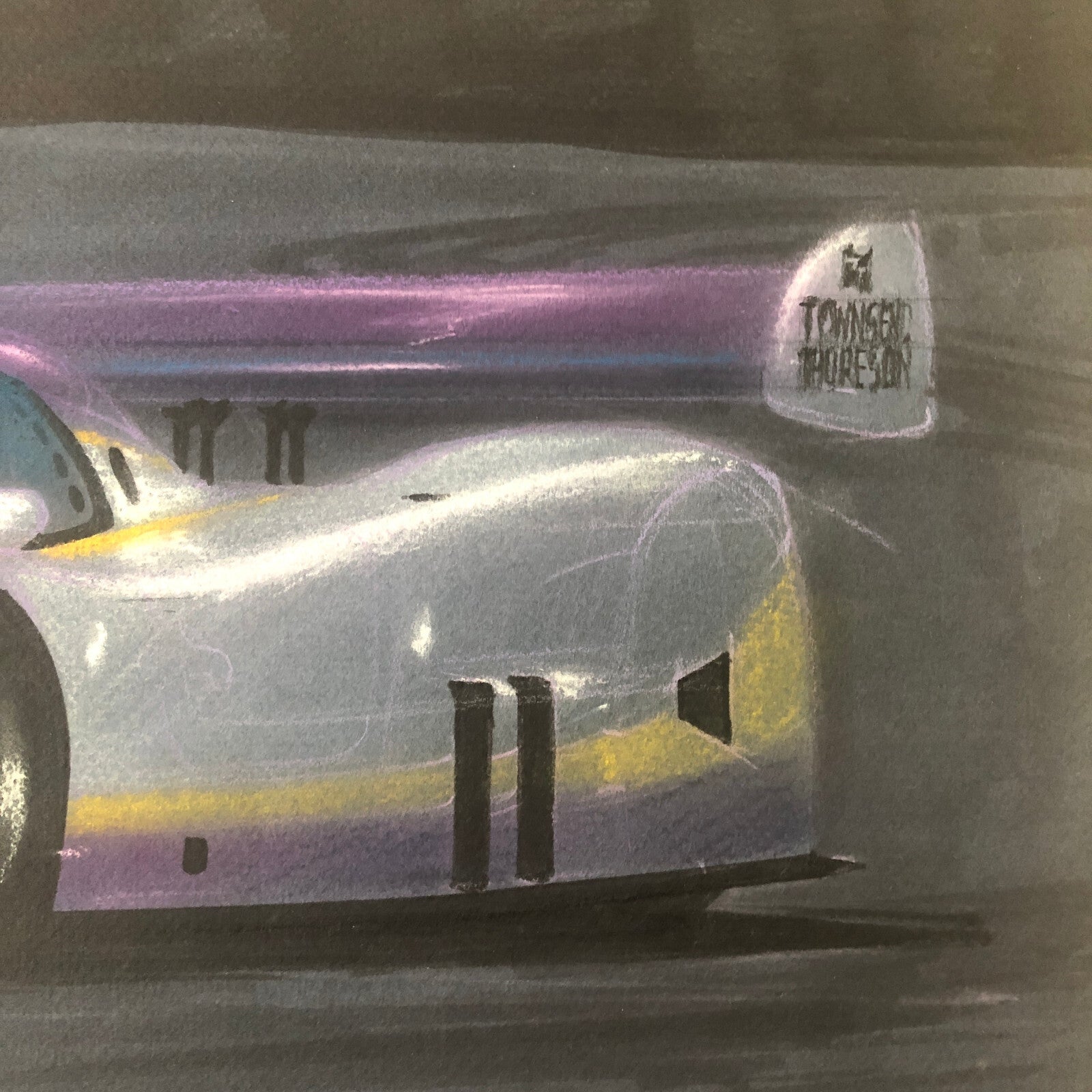 Vintage Jaguar XJR9 Silk Cut Racing Illustration Drawing Sketch Original Art