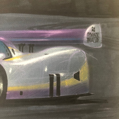 Vintage Jaguar XJR9 Silk Cut Racing Illustration Drawing Sketch Original Art