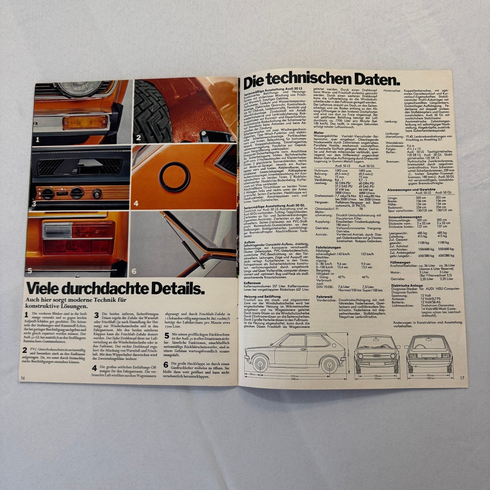 Audi 50 Poster Sales Brochure Catalog Advertising 1974 1975 GERMAN