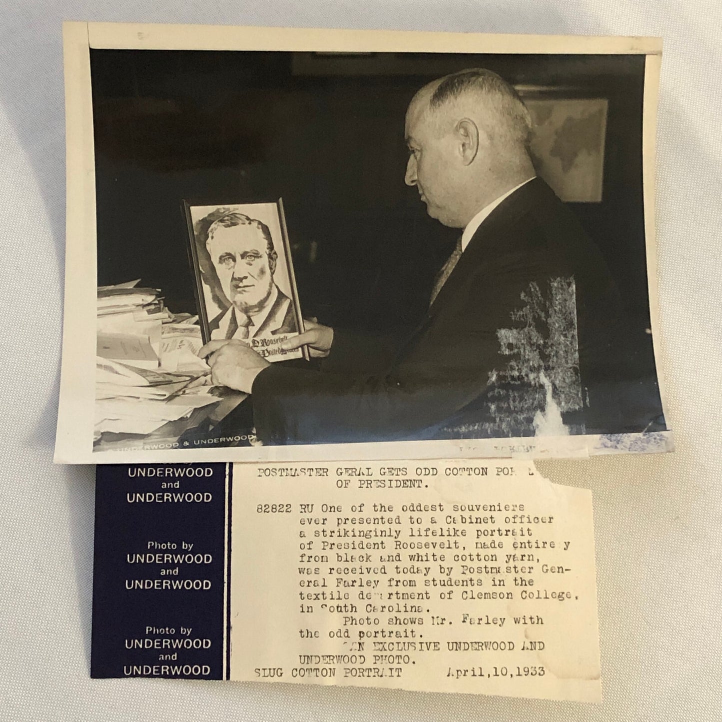 Press Photograph Photo Postmaster General Farley Franklin D Roosevelt Portrait