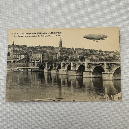 Vintage Military Zeppelin Airship Dirigible Postcard Post Card French Liberte