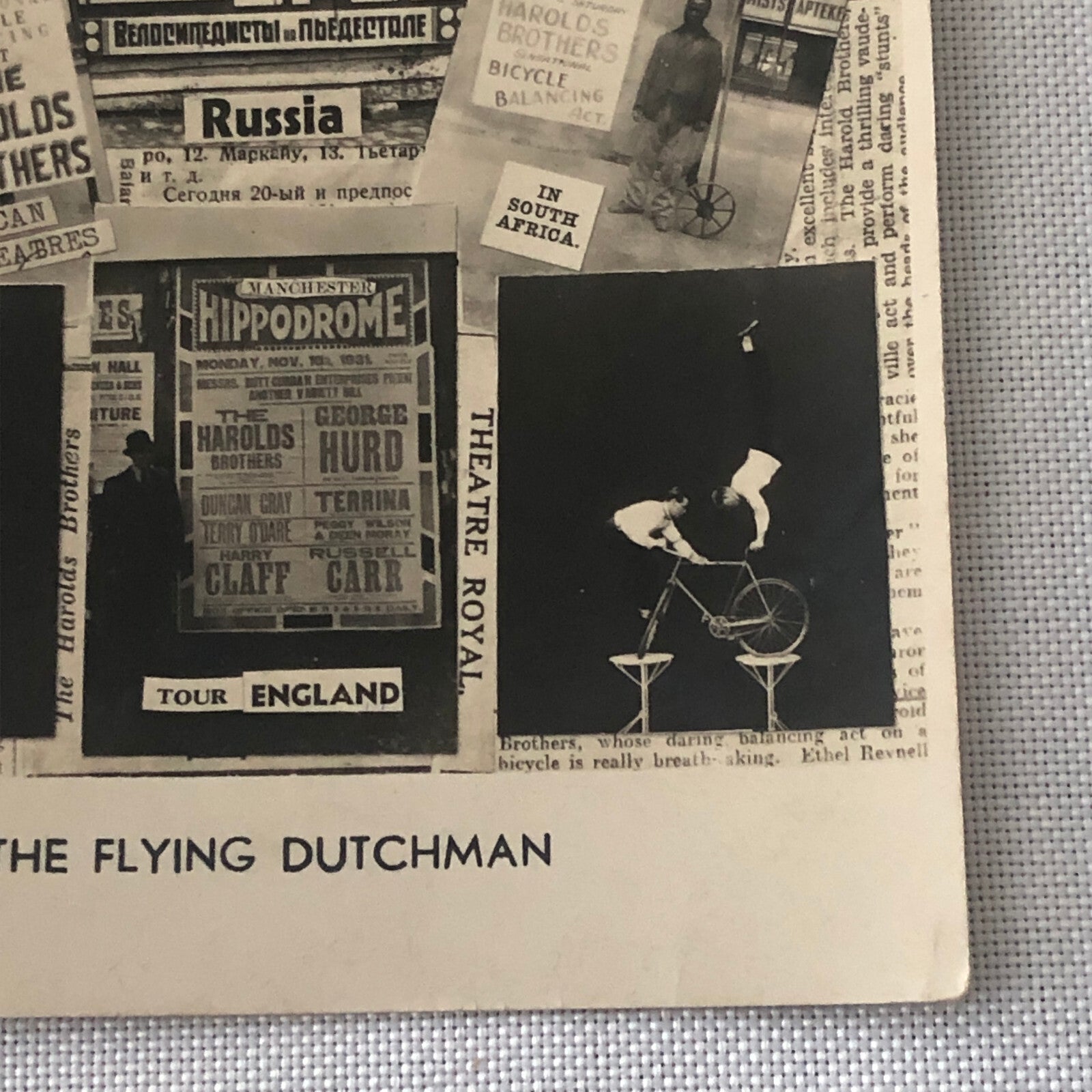 Vintage Circus Balancing Act Bicycle Bike Postcard Post Card Flying Dutchman